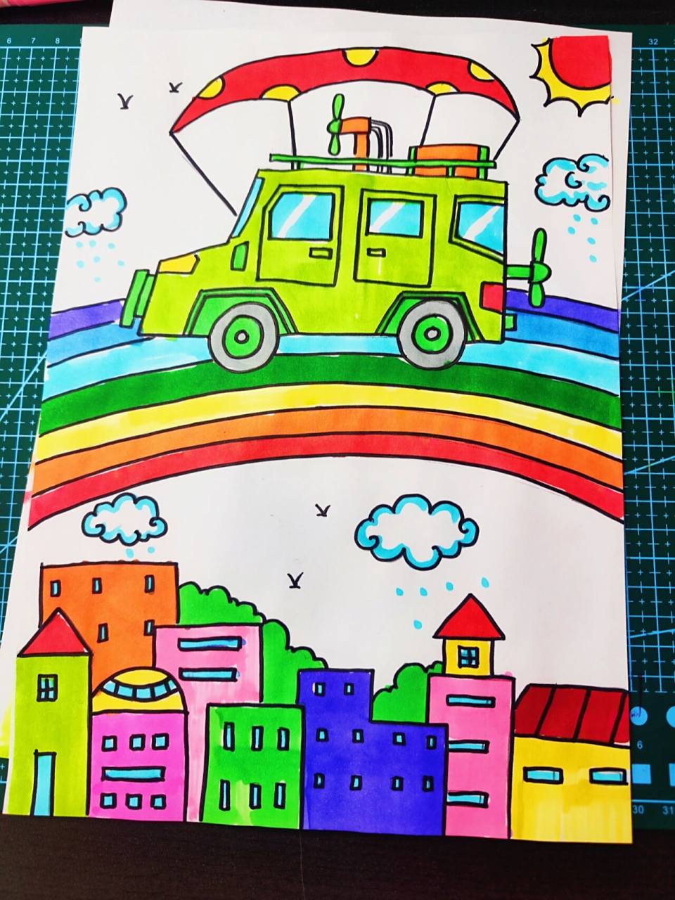 汽车变变变‖新能源汽车儿童画    适合简单构图,低龄段临摹