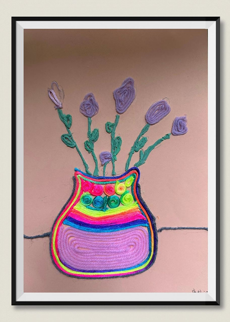 儿童创意美术|彩线贴画