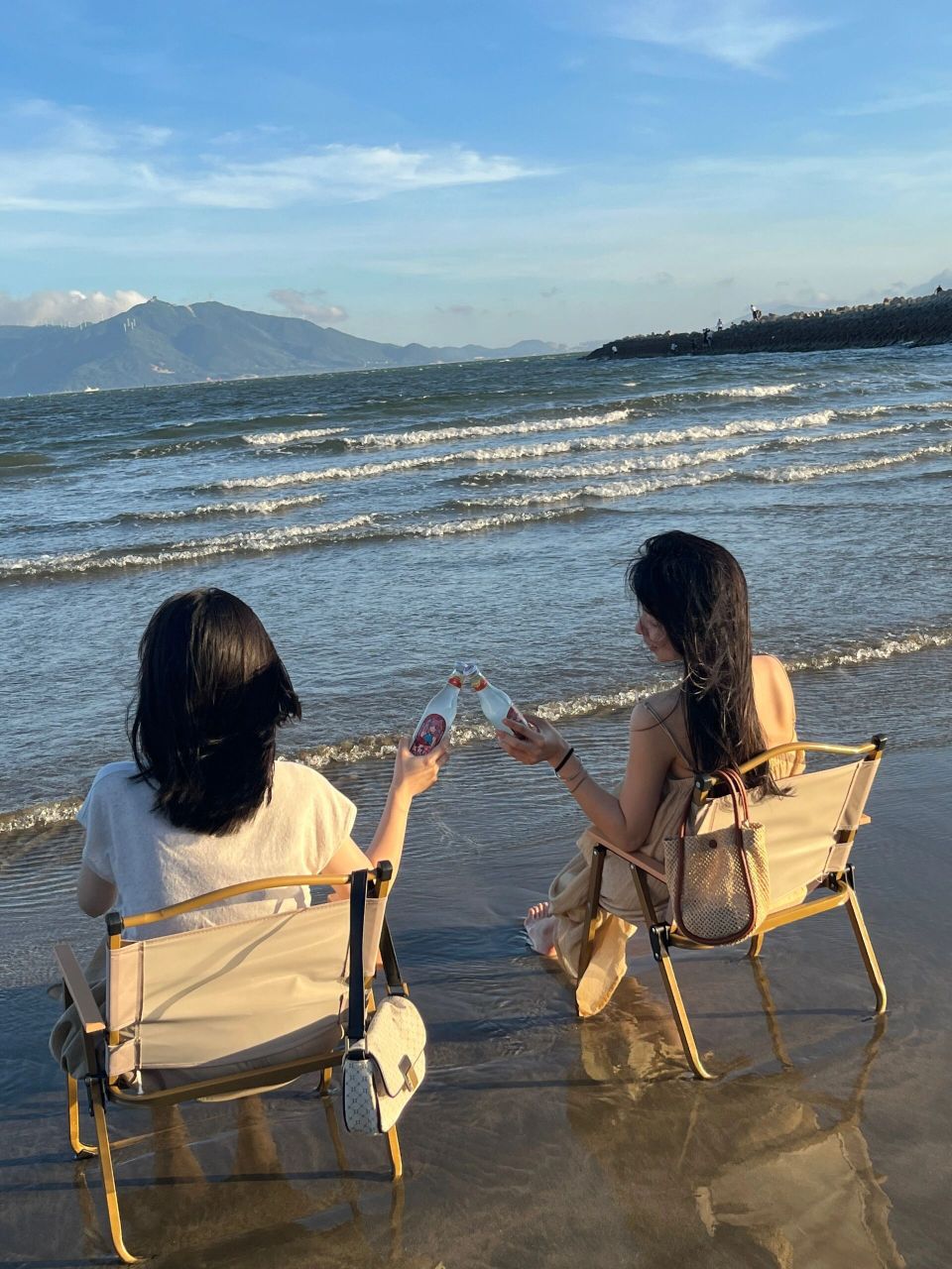 周末自驾游海边玩水好去处 手机导航:饶平县金狮湾度假村 治愈系日落