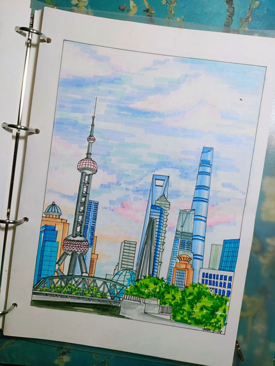 带你马克笔风景画(上海|乍浦路桥) #我是原创插画师# #马克笔画