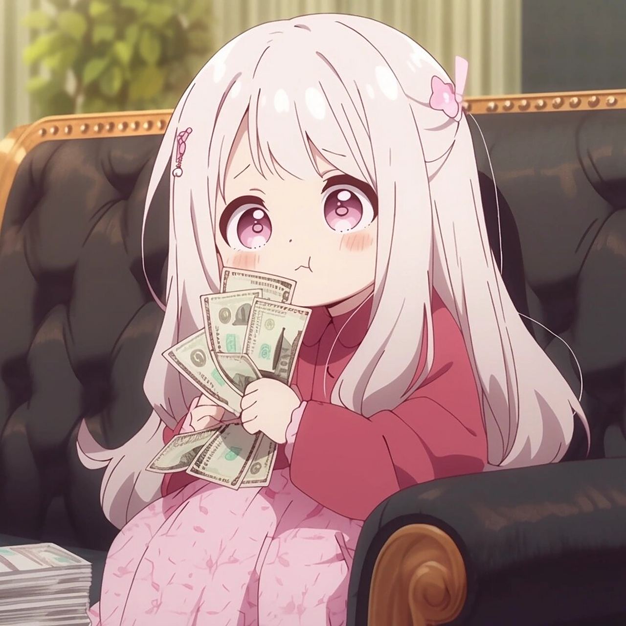 可爱小财迷头像‖数不完的钱钱2 数不完,不睡都数不完