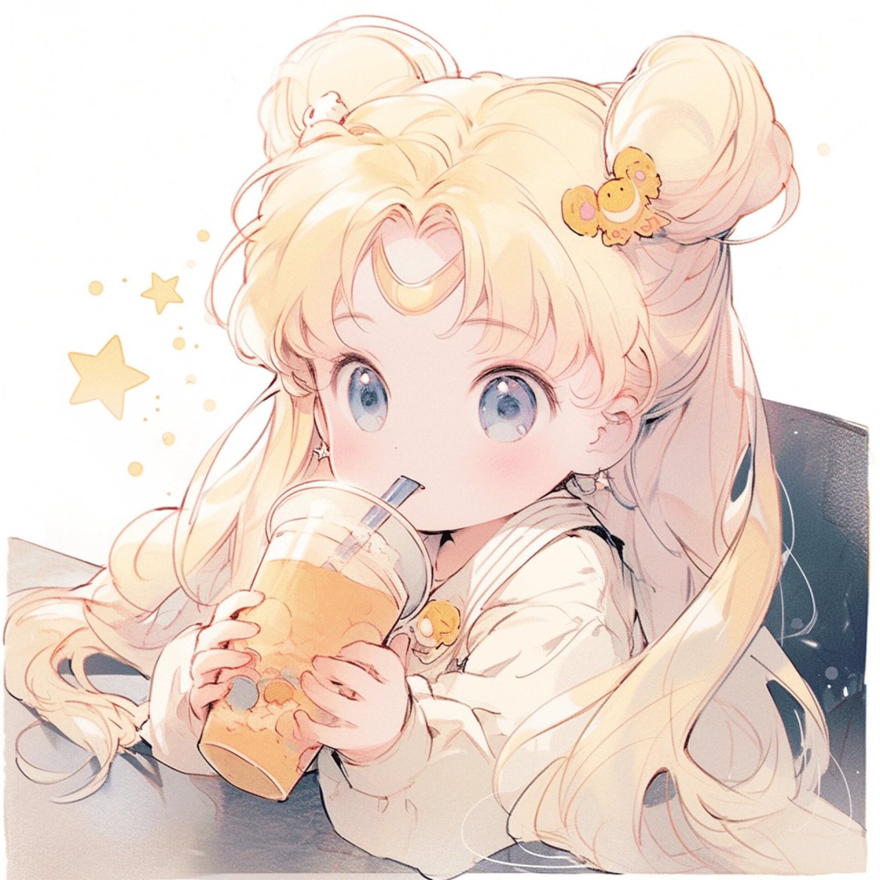 女孩喝奶茶漫画图片图片