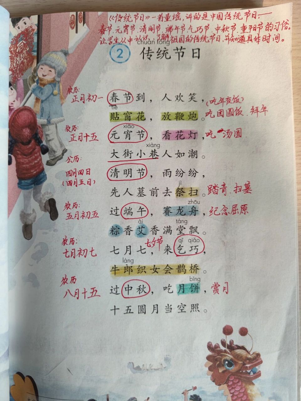 二年级语文下册  78《传统节日》 《传统节日》随堂笔记7878