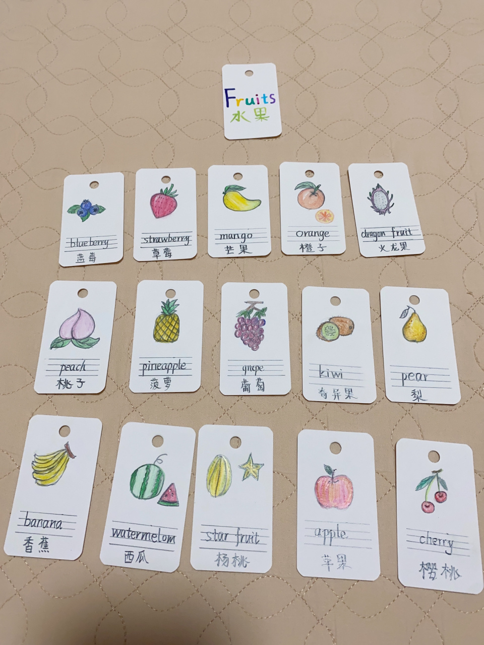 今日手工作业结束! 水果英语小卡get!