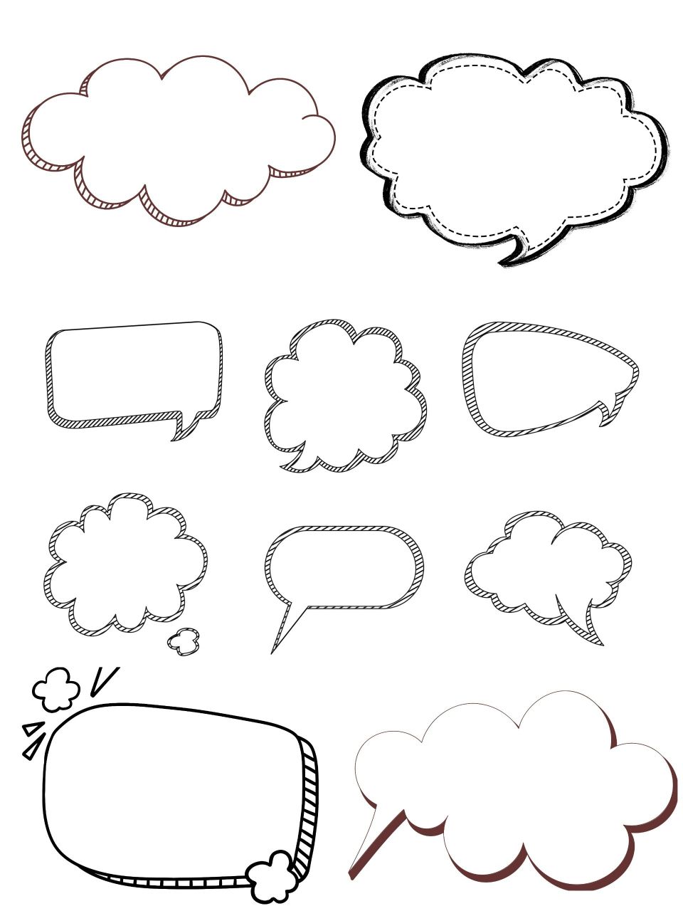 手绘边框‖可爱云朵对话框线稿免抠图② 96969696 最万能的