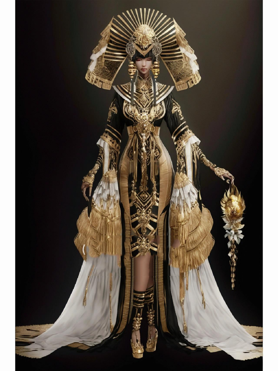 埃及风礼服-奢华黑金白金系列 裙子第188期 埃及元素的礼服裙子二出了