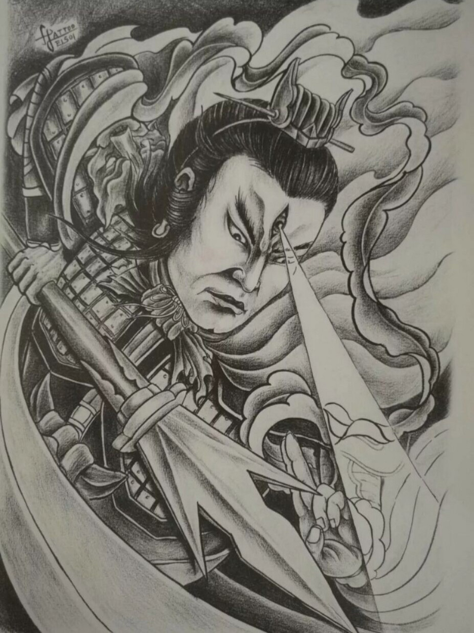 二郎神,哪吒纹身手稿 喜欢的朋友点点关注,不定时更新手稿