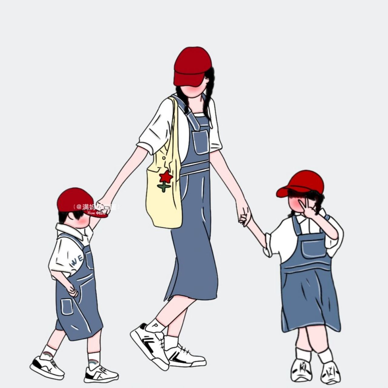 母子母女三人头像可爱专属头像 我也不想那么累啊 可是她喊我妈妈诶