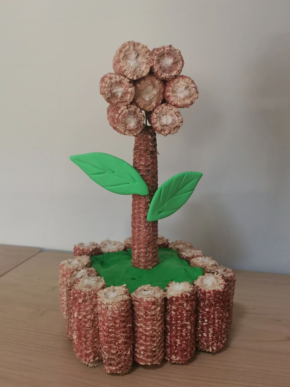 幼儿园 玉米芯 大变身 我在盆里种下一朵花#手工# 原创