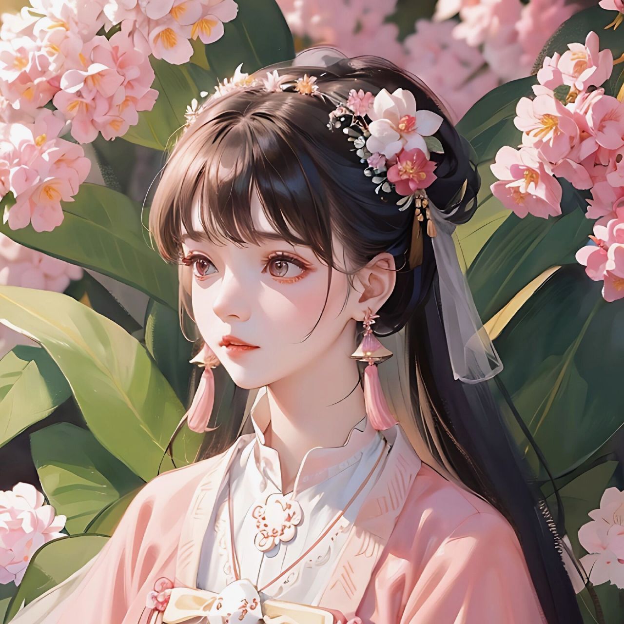 古风女生头像 海棠醉日 粉色系