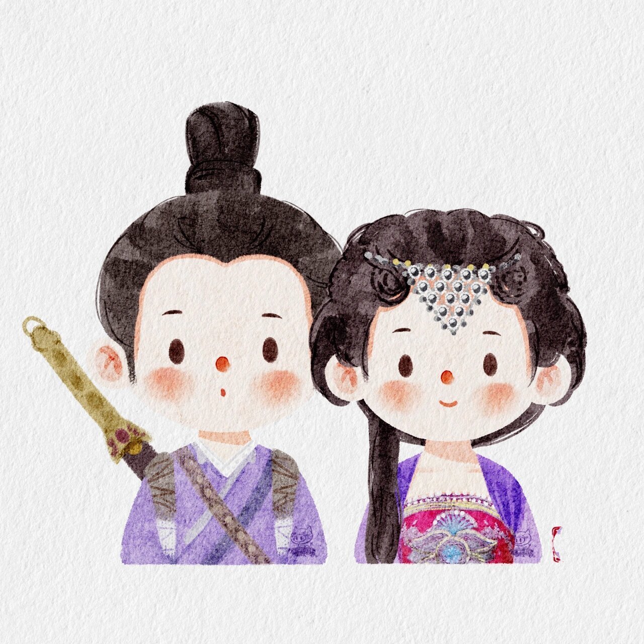 仙剑奇侠传三 头像 终于画好九宫格啦 紫萱,雪见,龙葵单人的图之前的