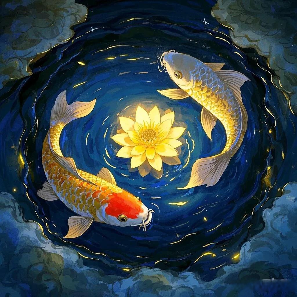 锦鲤戏水,莲花吐香.新年新气象,换个新头像好运莲伴你左右