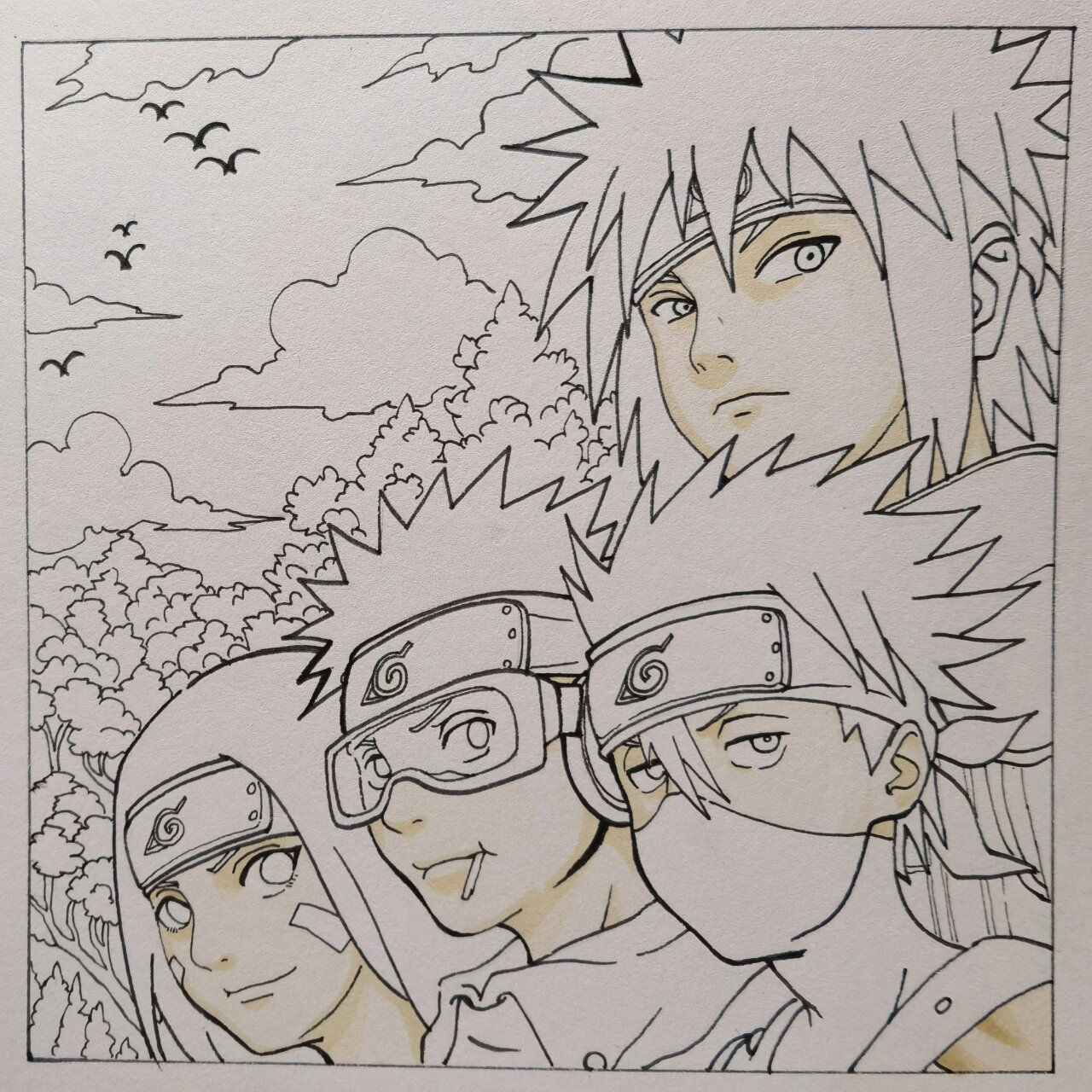 水门班,卡卡西,带土,琳,一步一步教你画 又看了一遍火影,心里想着要是