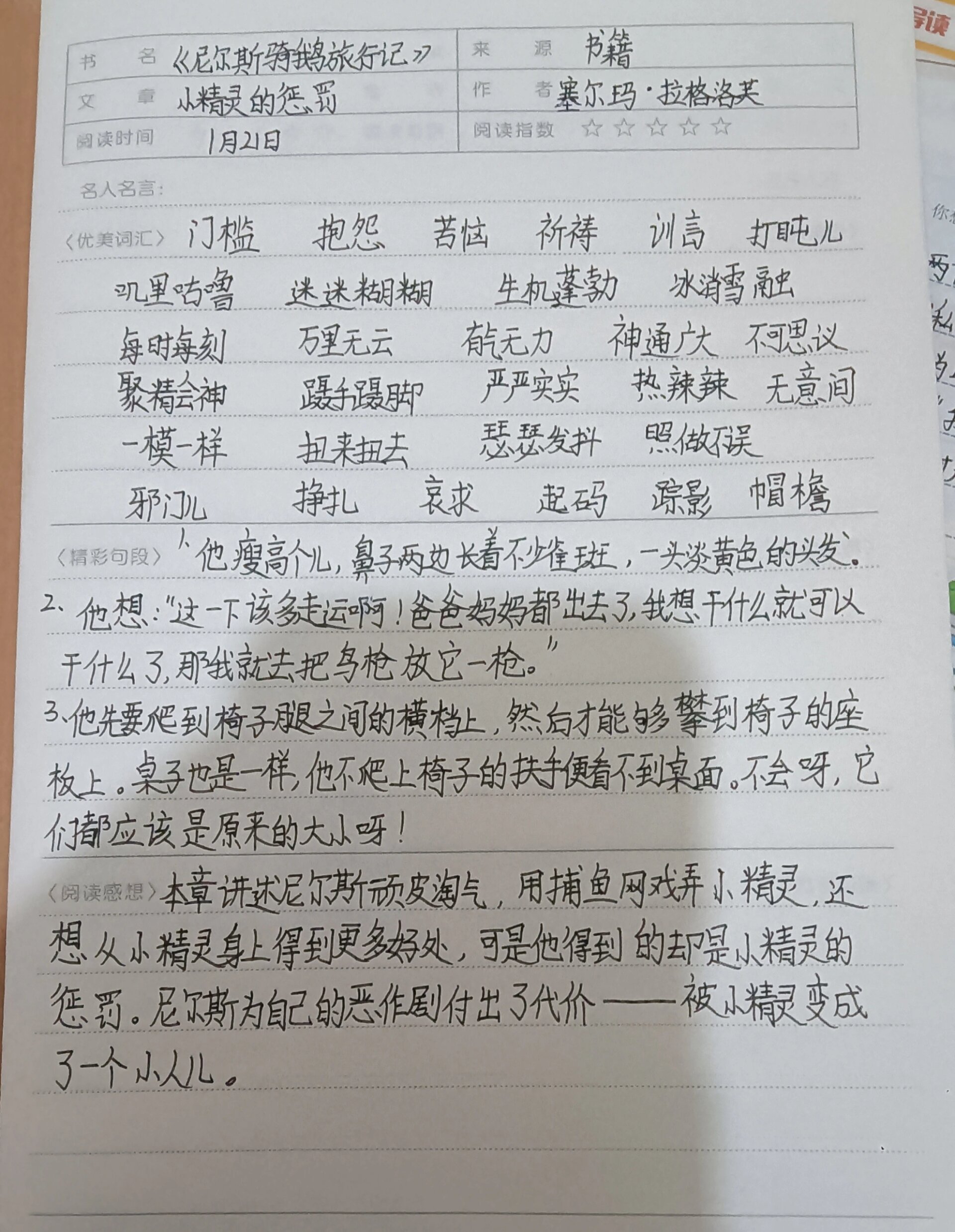 骑鹅旅行记摘抄笔记图片