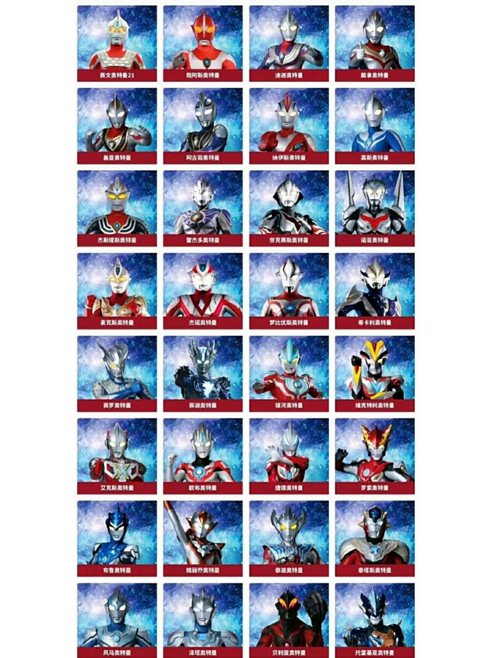 奥特曼图片对应名字大全 ウルトラマン