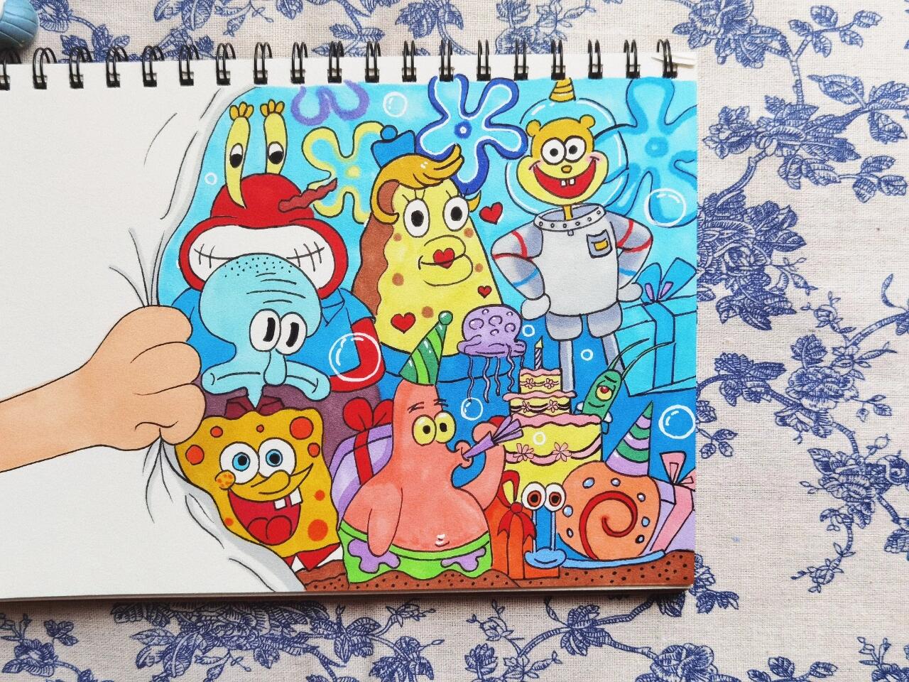 海绵宝宝手绘插画系列💌//附细节图