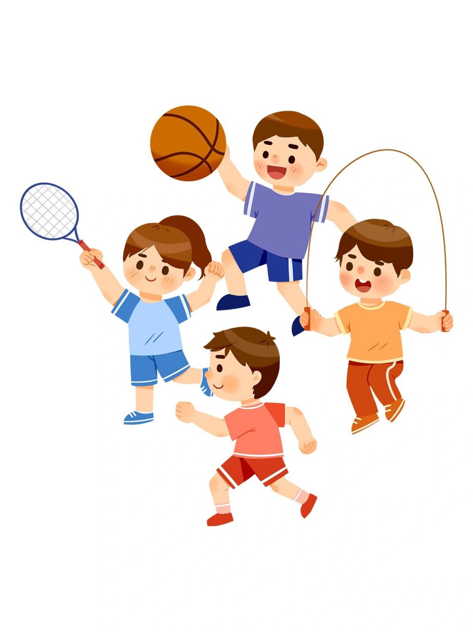 免抠素材7115全民健身卡通运动儿童人物素材 运动从来不枯燥