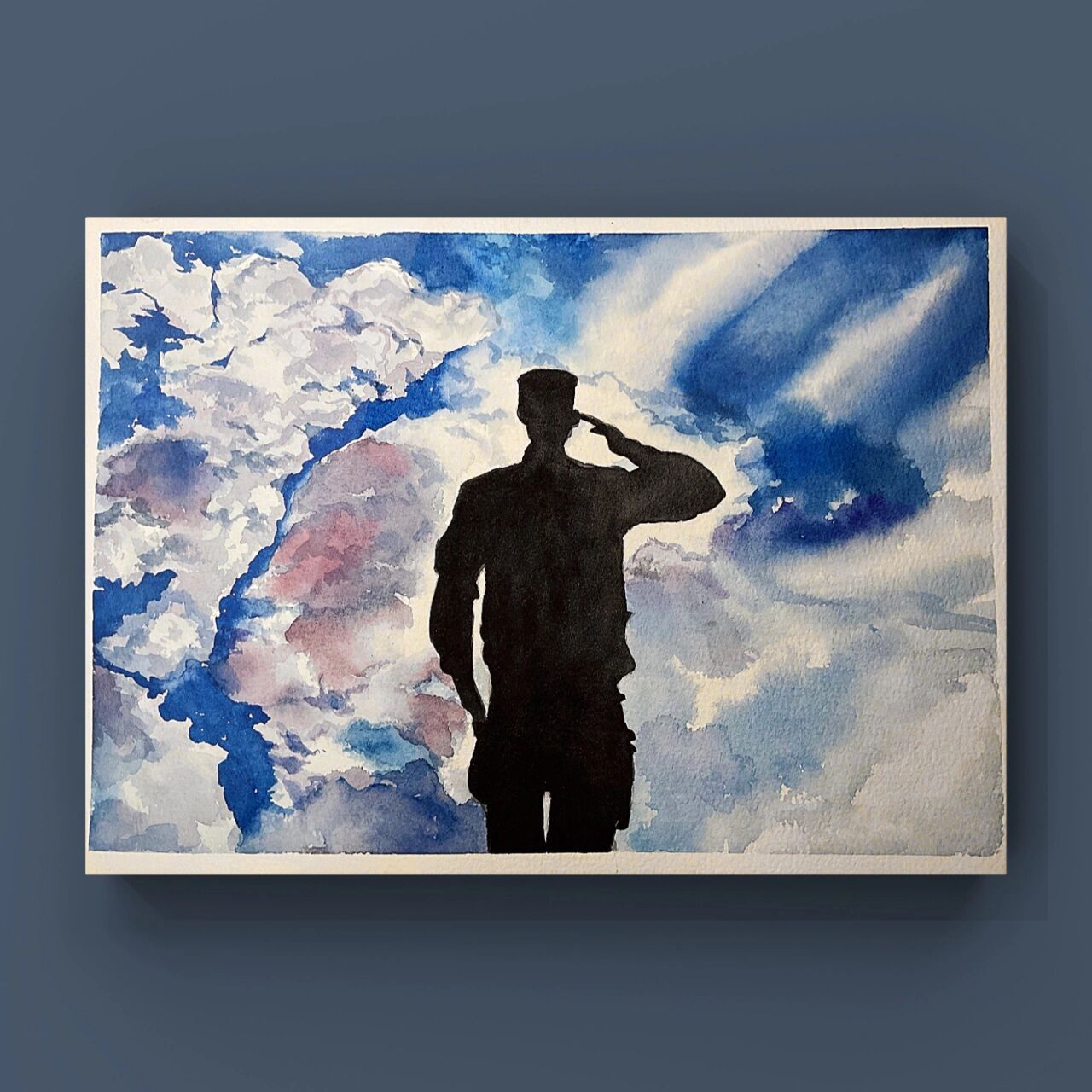 手绘水彩军人背影图-附过程 "这一场战,如果我们不打,就是我们的下一