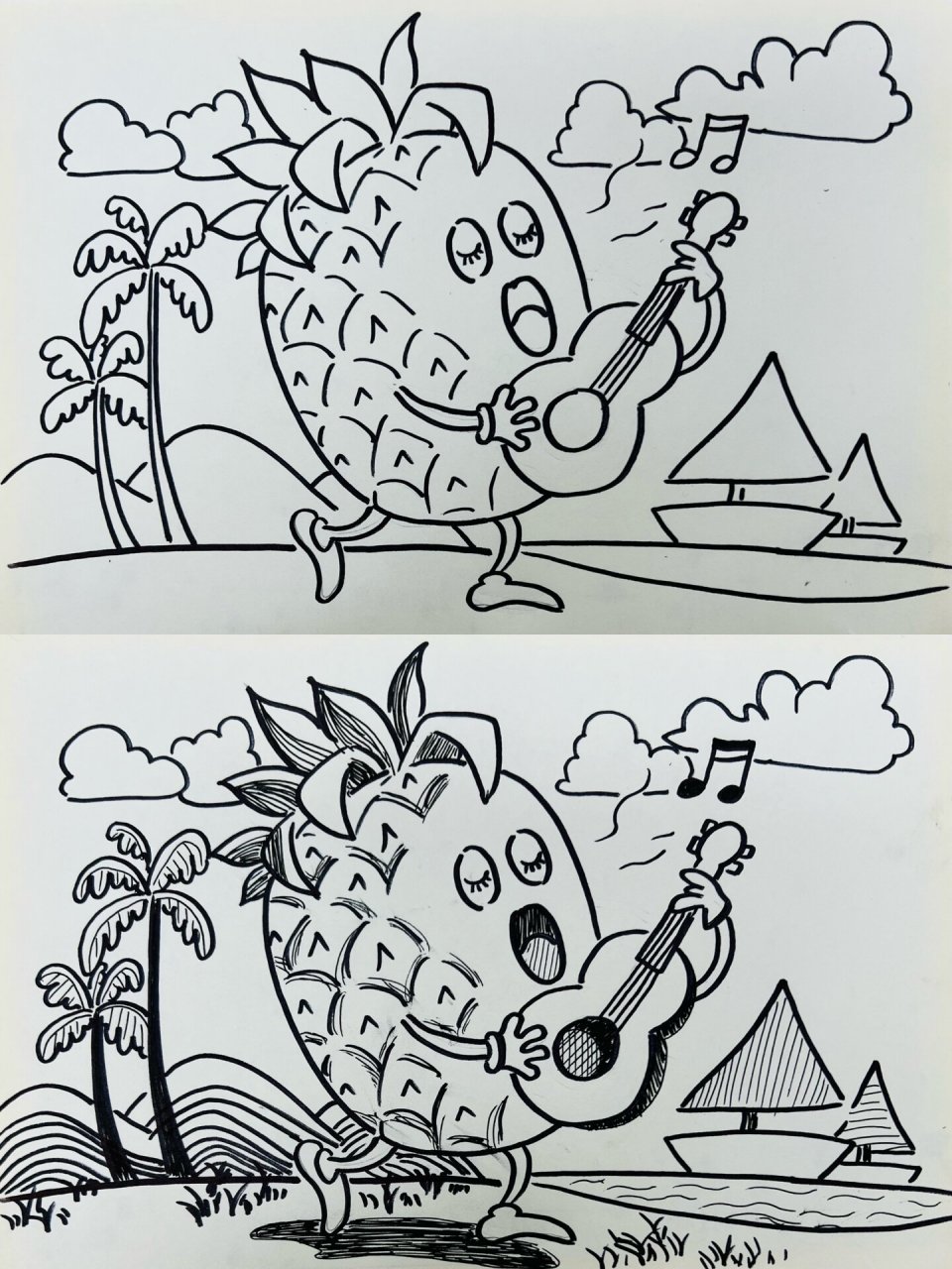 幼师简笔画水果拟人～菠萝95 来自热带的菠萝先森