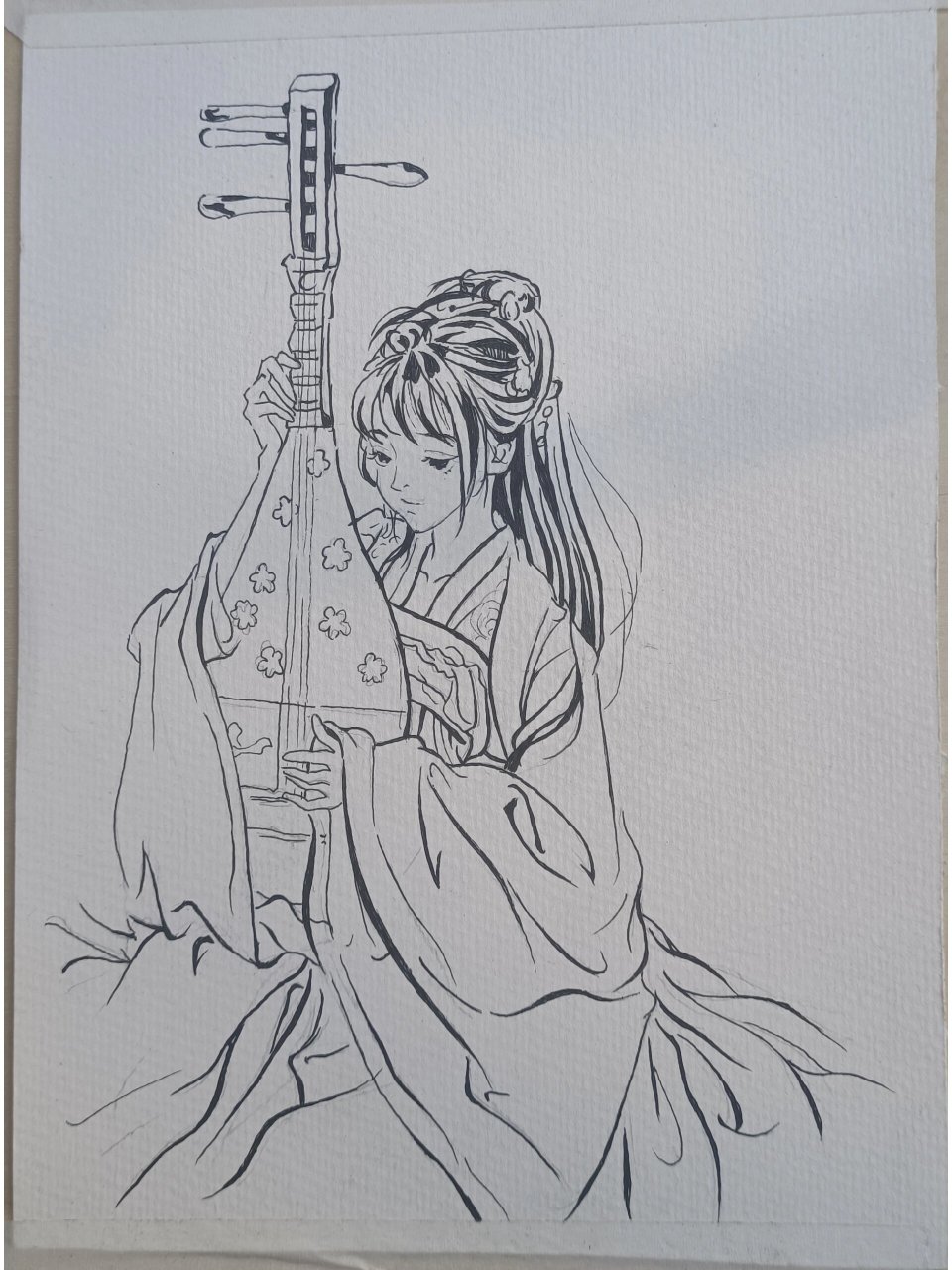 犹抱琵琶半遮面 古风水彩 水墨 犹抱琵琶半遮面.