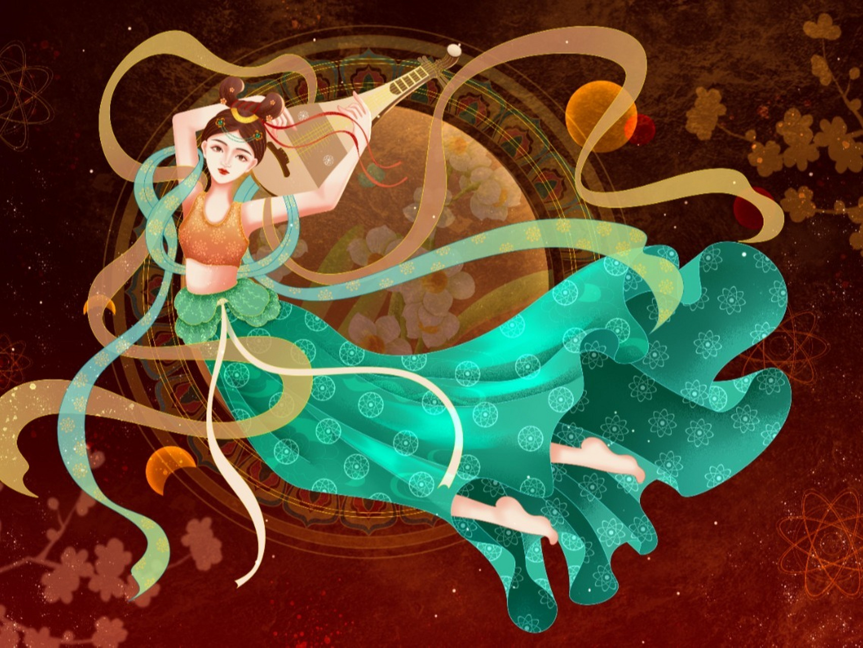 夏天画的敦煌系列飞天仙女 夏天的时候编辑要求画的一组图图,其实并不