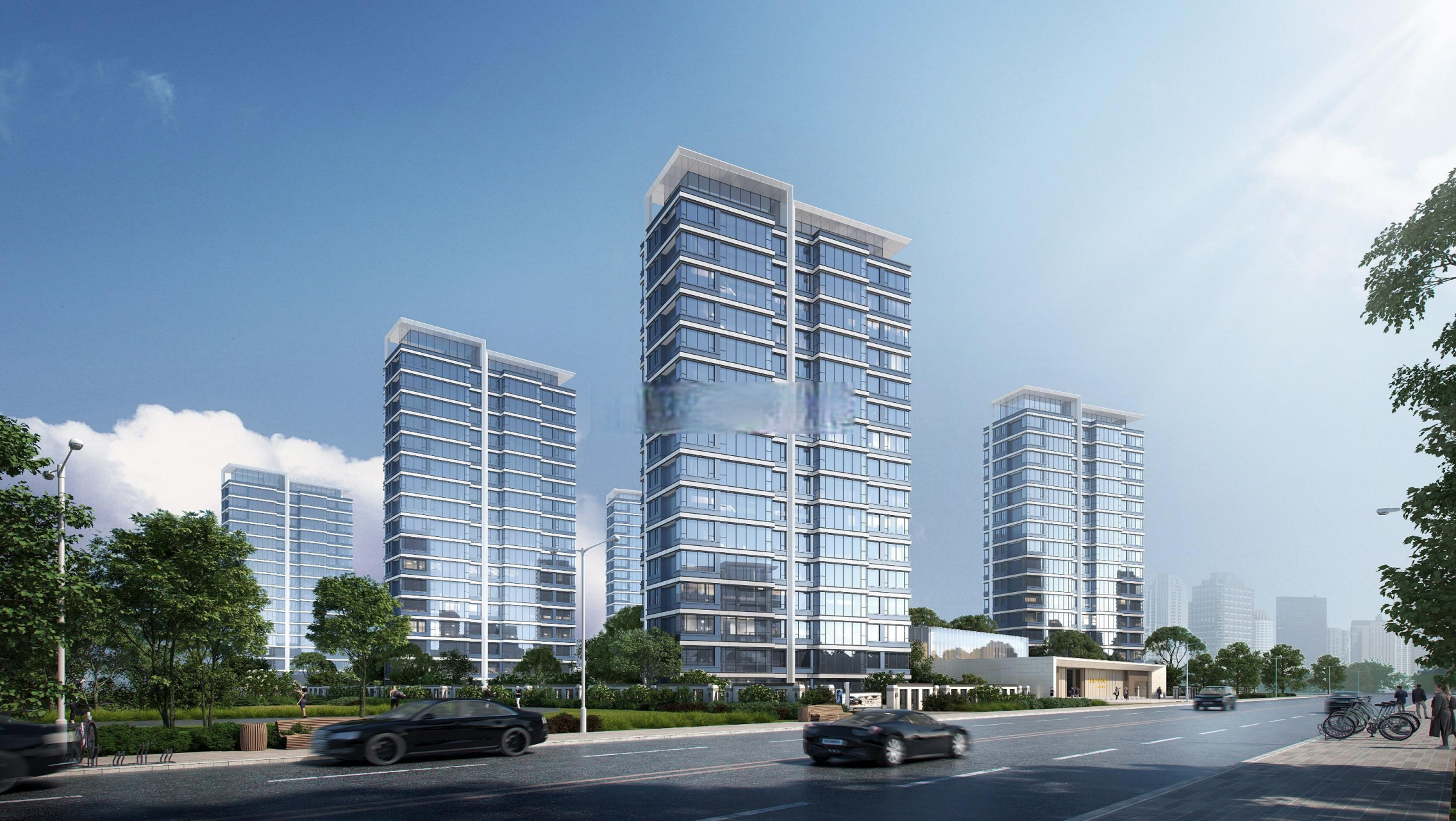 肥西县上派名邦上河印效果图,项目共规划7栋住宅楼,1栋写字楼和部分