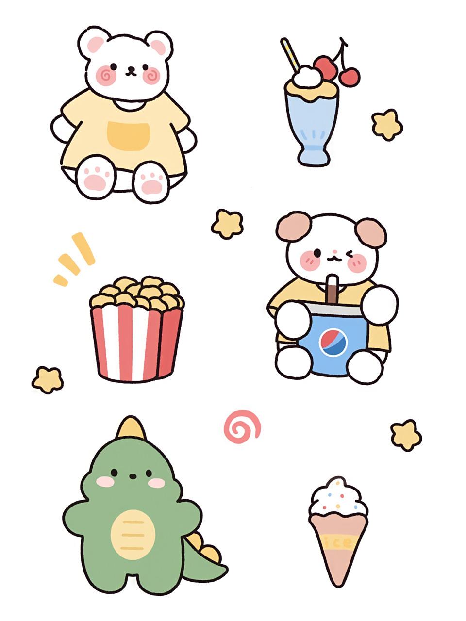 简笔画可爱小动物98 卡通小动物 食物简笔画 附线稿可临摹喔 简单的