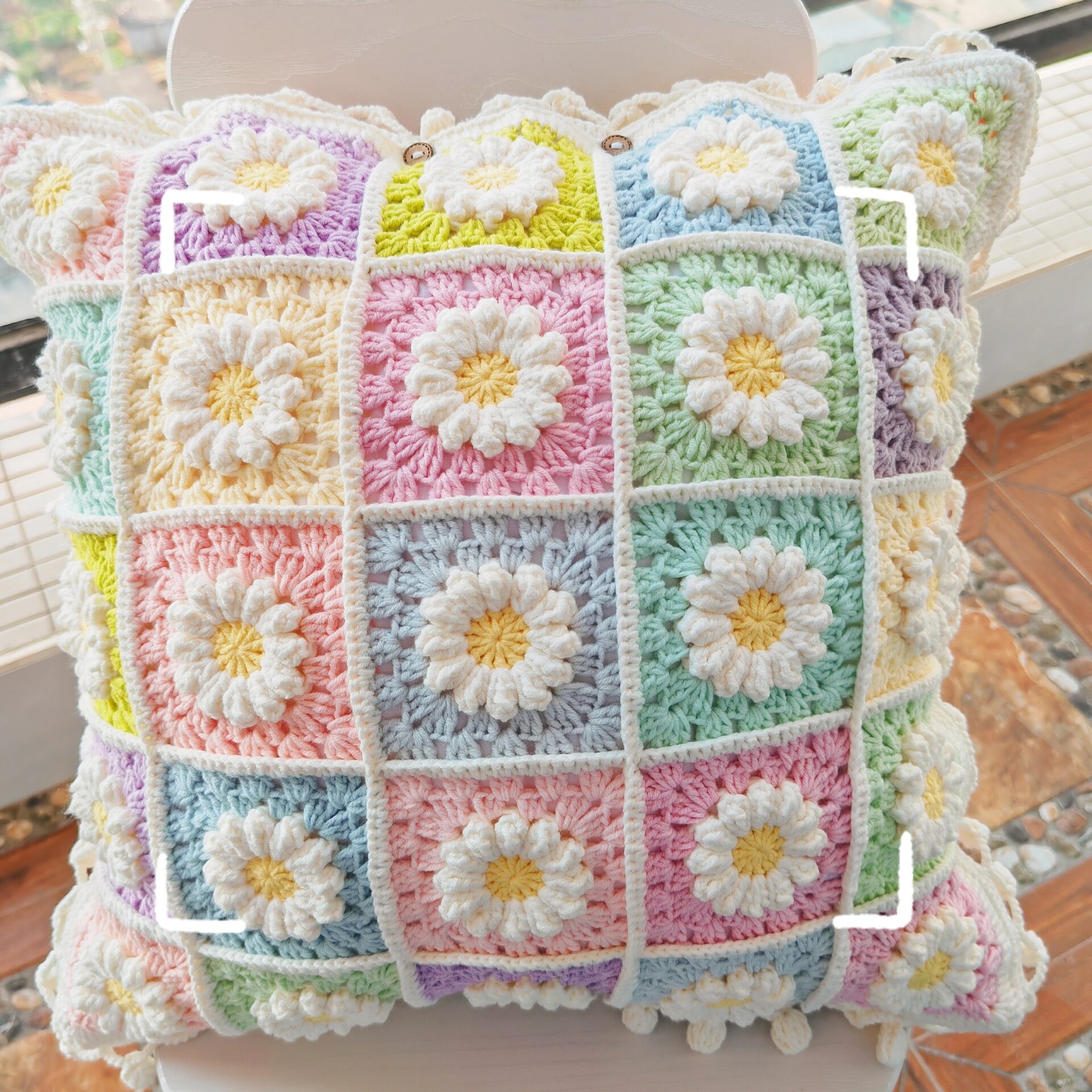 钩织花样抱枕(附图解