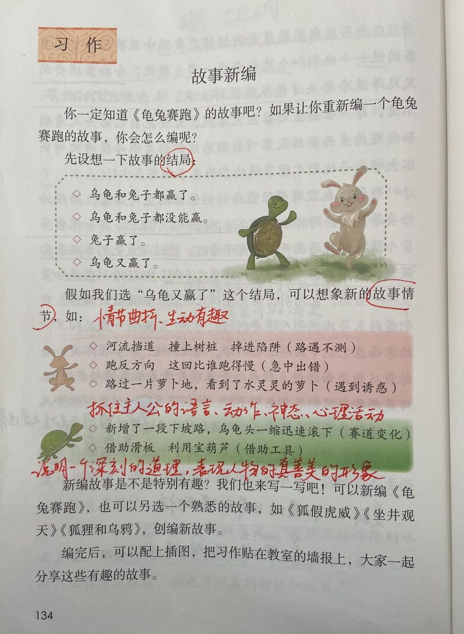 四下:习作,故事新编(课本笔记,纸质教案 四年级语文课本笔记,纸质