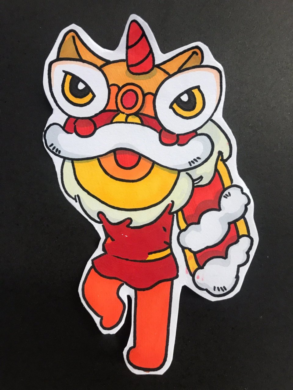 原创 醒狮儿童简笔画画法 画舞狮烘托节日 在南方画节日舞狮当然是画