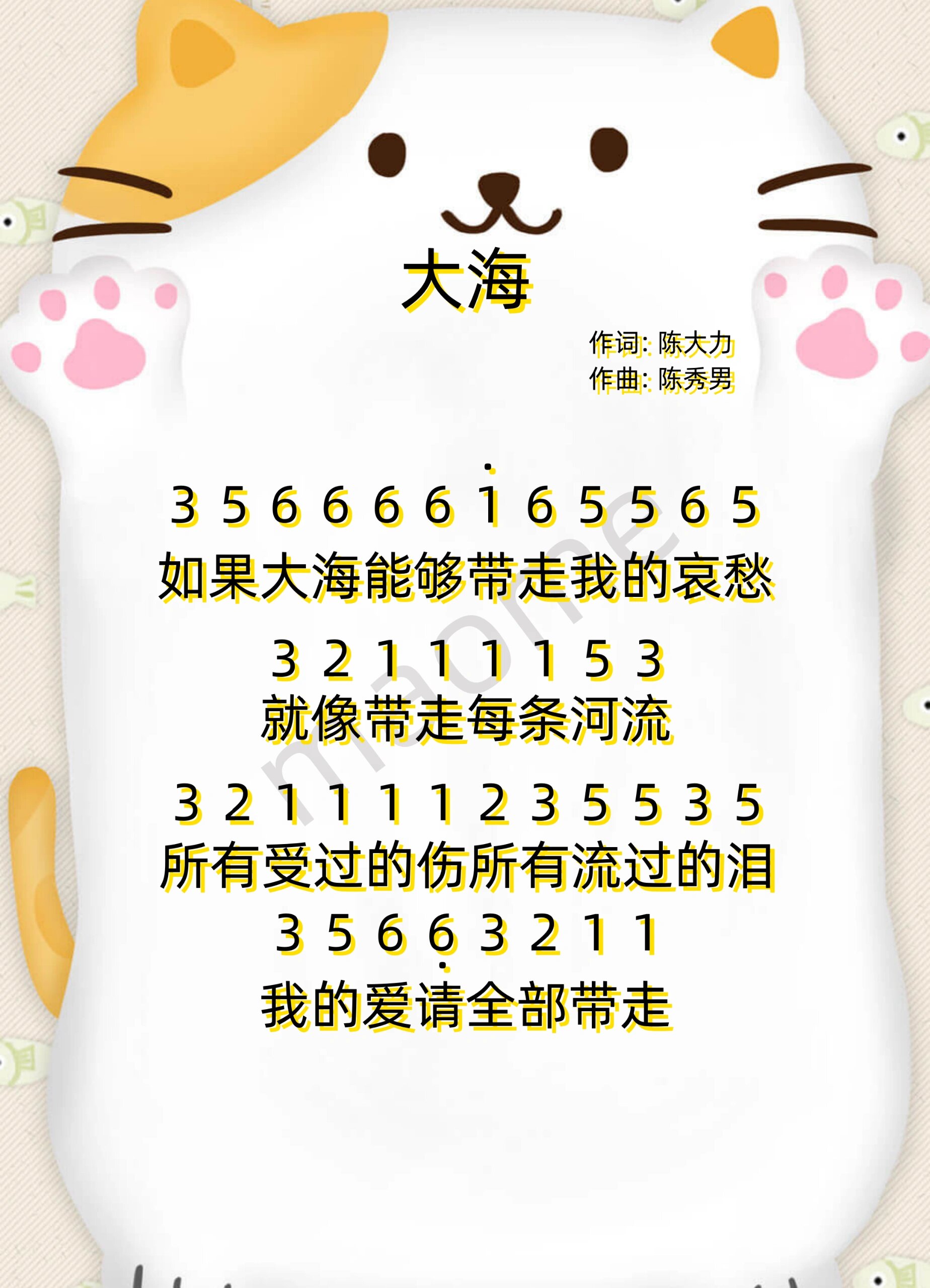 219.张雨生《大海》简谱