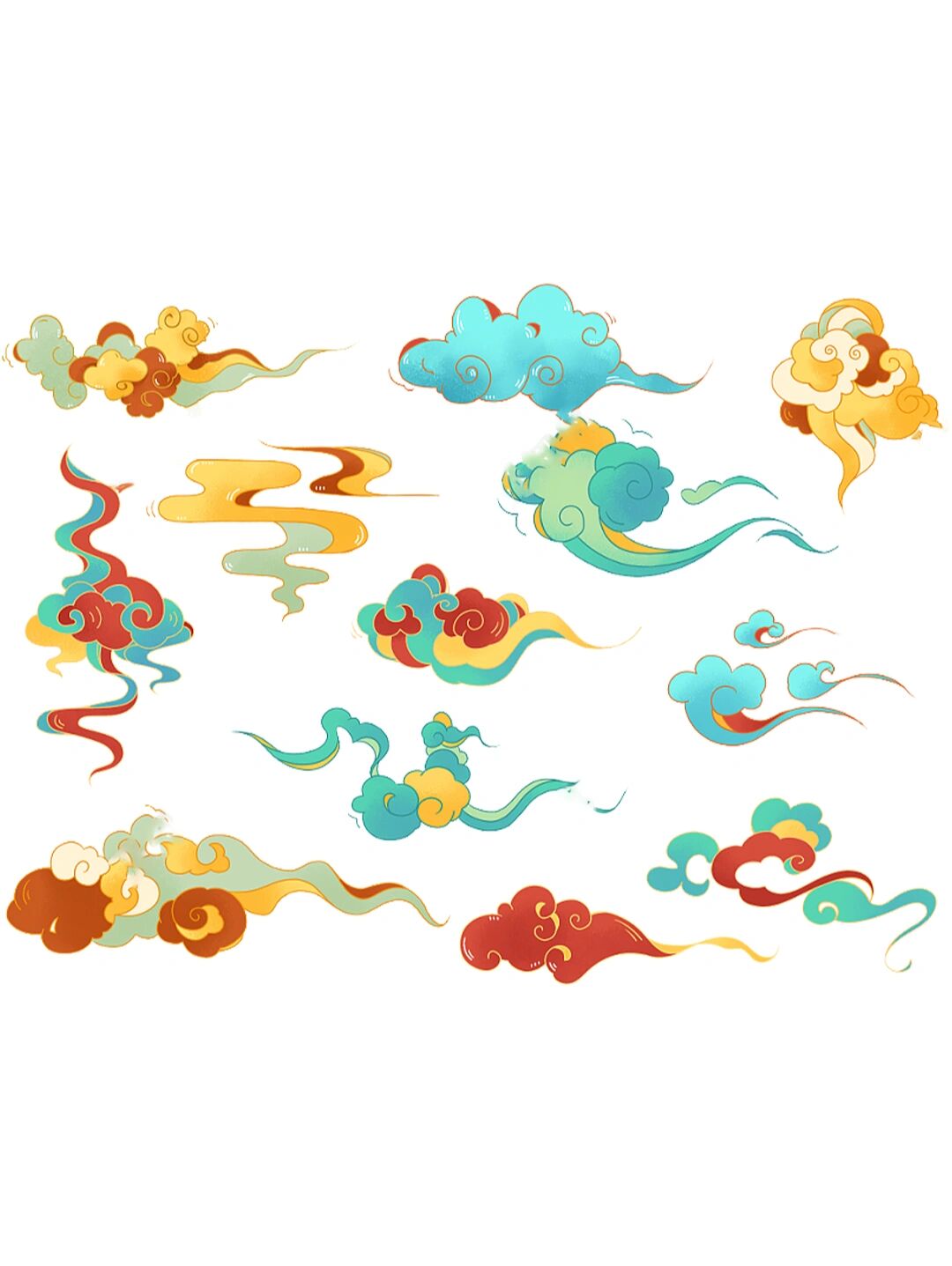 95今天就让我给大家分享一期彩色祥云7815素材