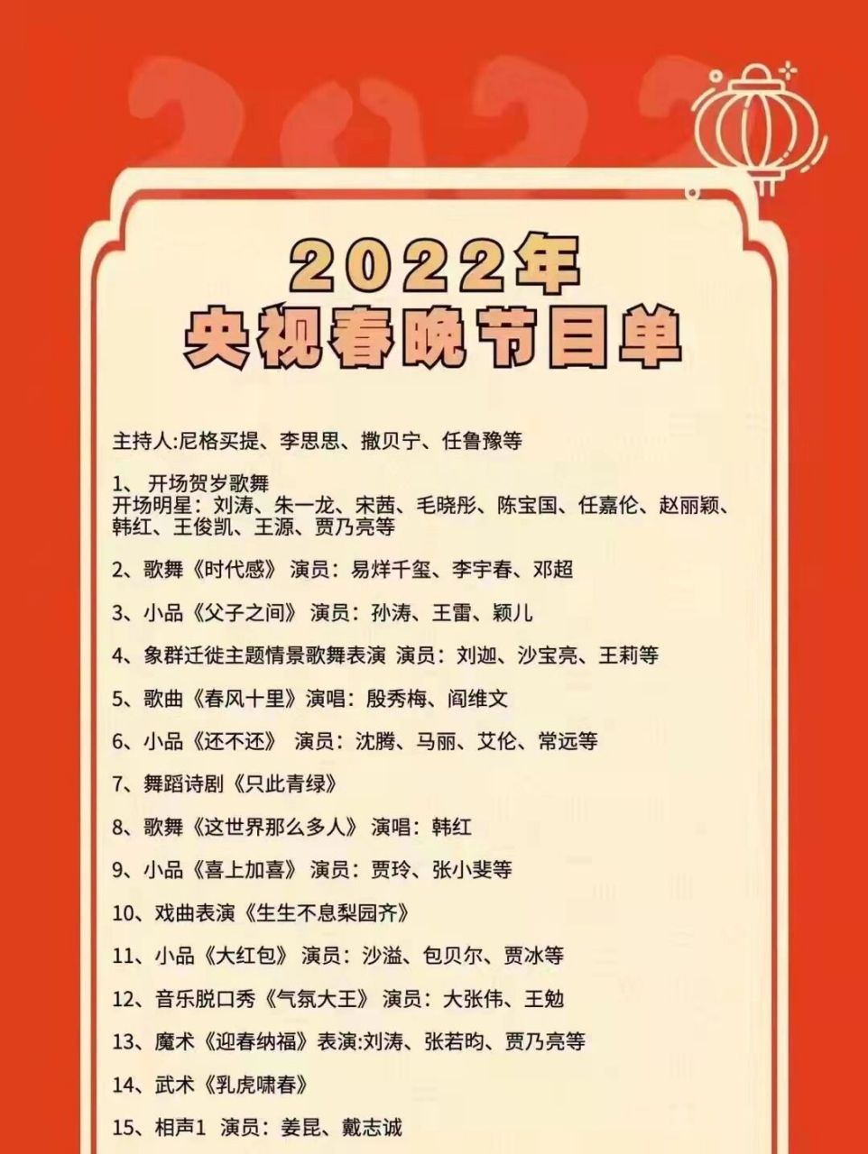2022春晚节目名单图片