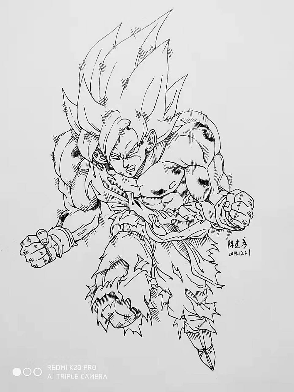 手绘临摹七龙珠ren气ren物悟空
