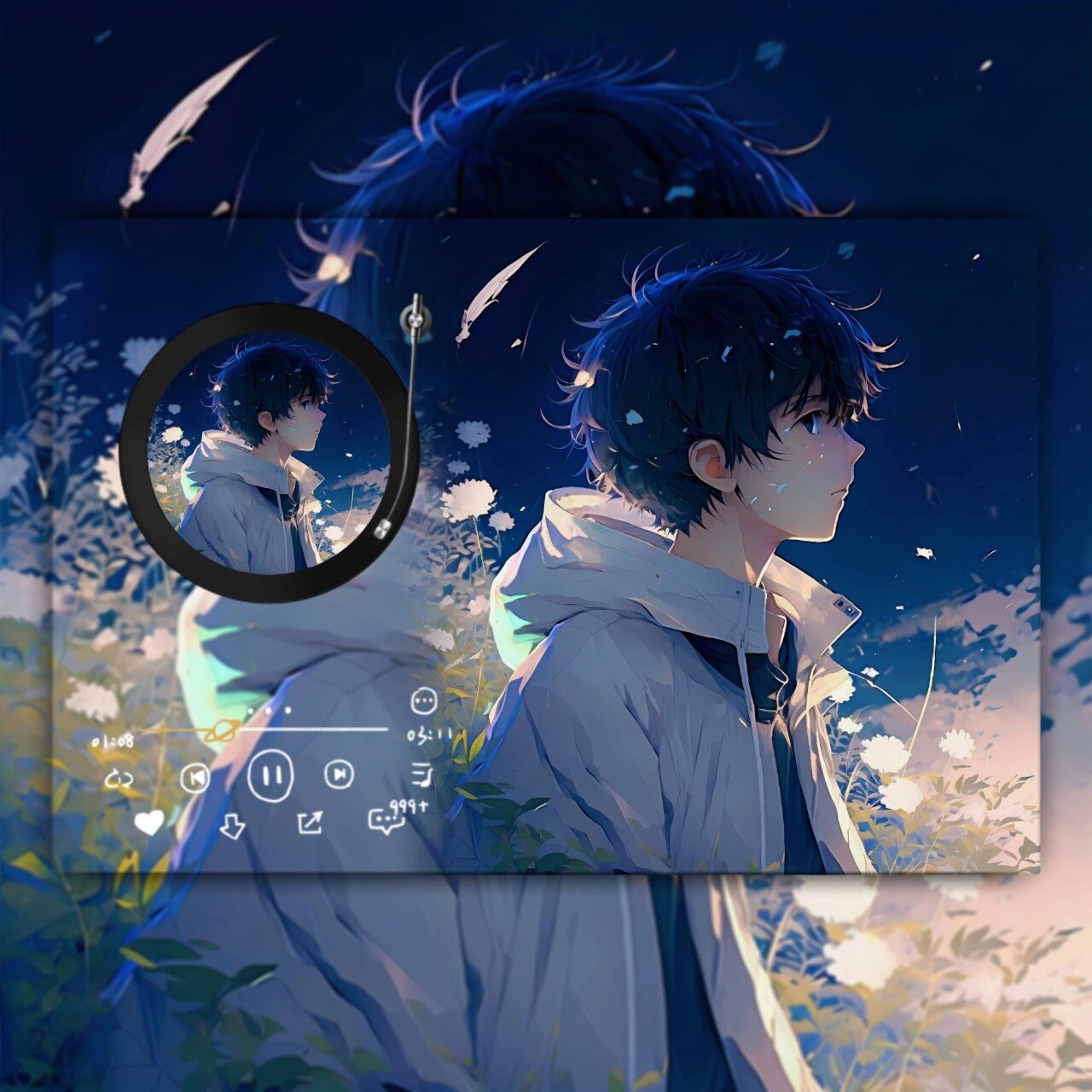 动漫男头(月下少年) #ai绘画# #优质头像# #动漫男头