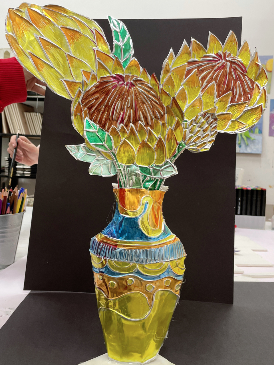 锡箔纸少儿手工课7015|瓶花|帝王花 9969959-12岁作品