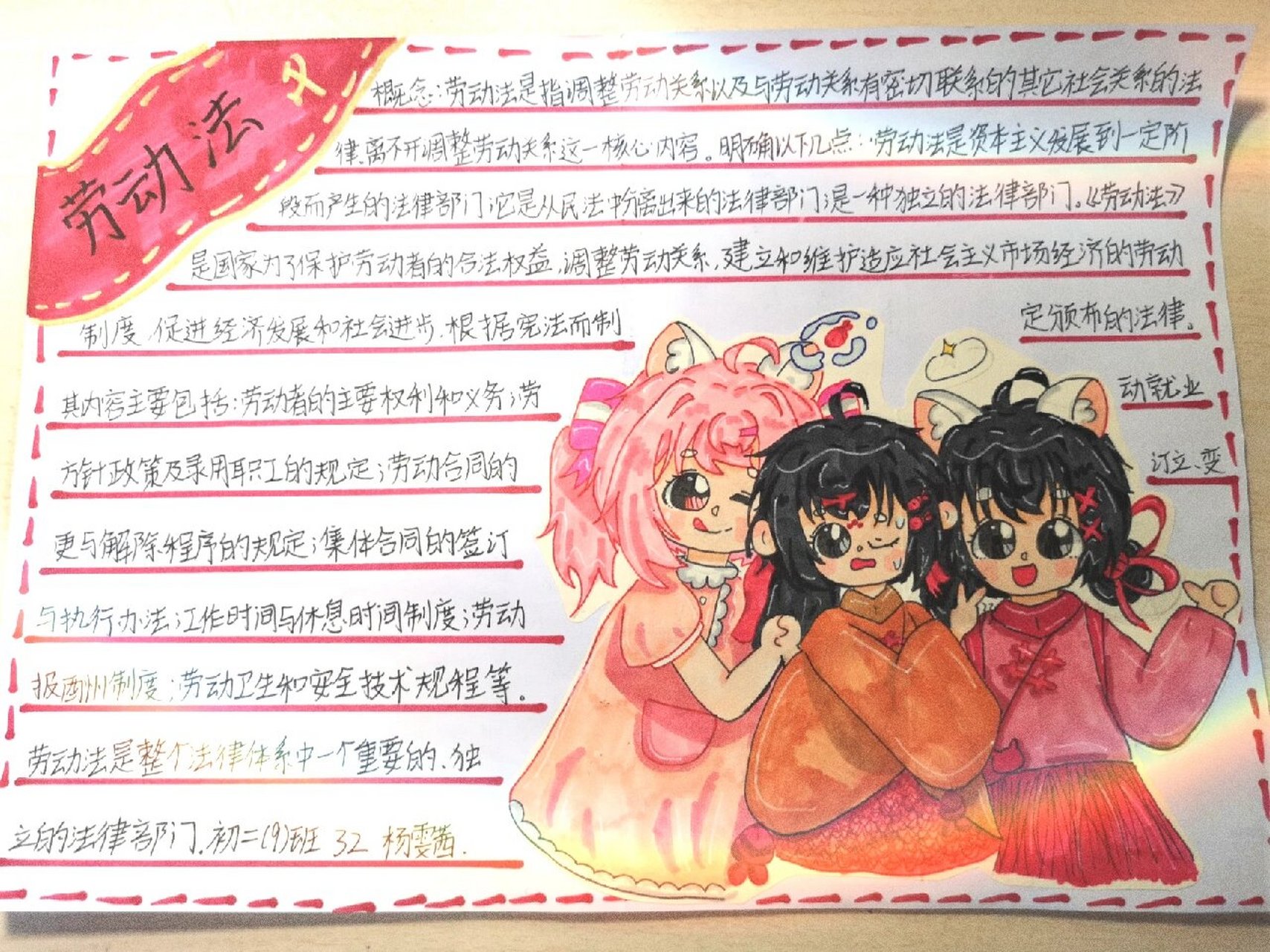 劳动法手抄报 其实那个贴在上面的图是被退的稿(我都画完了才退 焯)