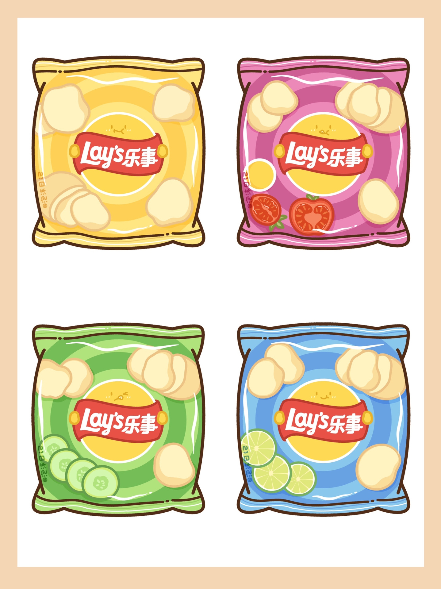 可爱零食简笔画|百吃不厌薯片系列08