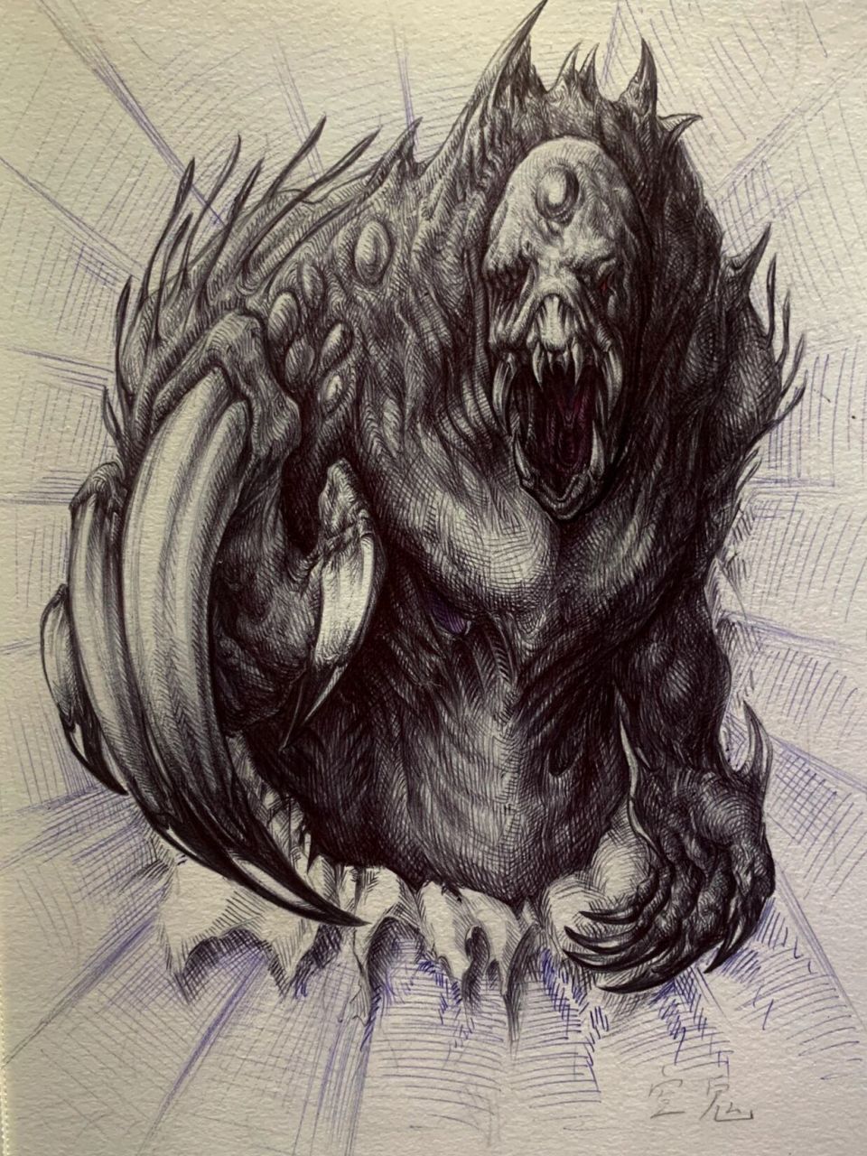 蜡像馆惊魂 空鬼,原创圆珠笔手绘#克苏鲁# #克苏鲁神话# #手绘