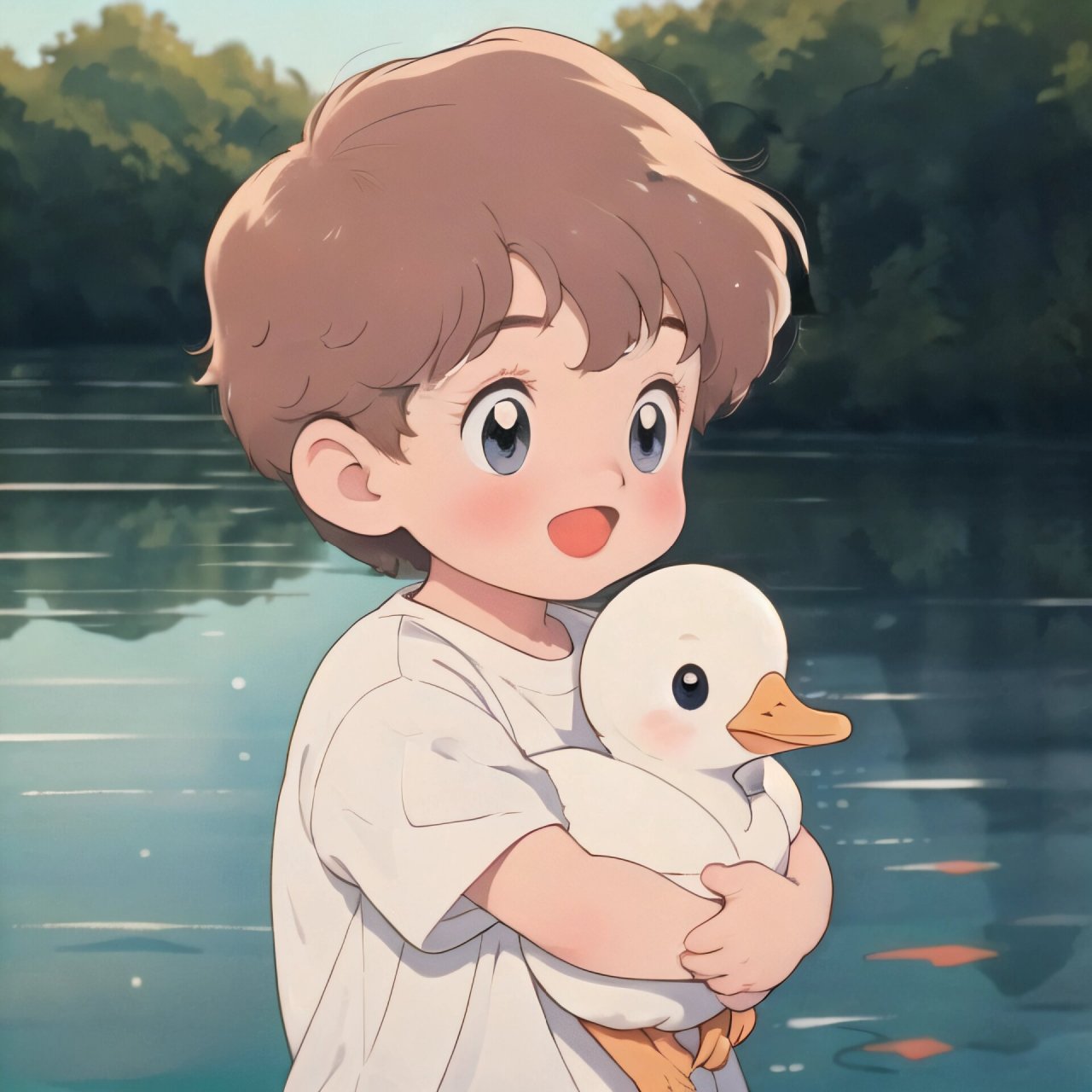 情侣头像|可爱到冒泡的抱鹅头像