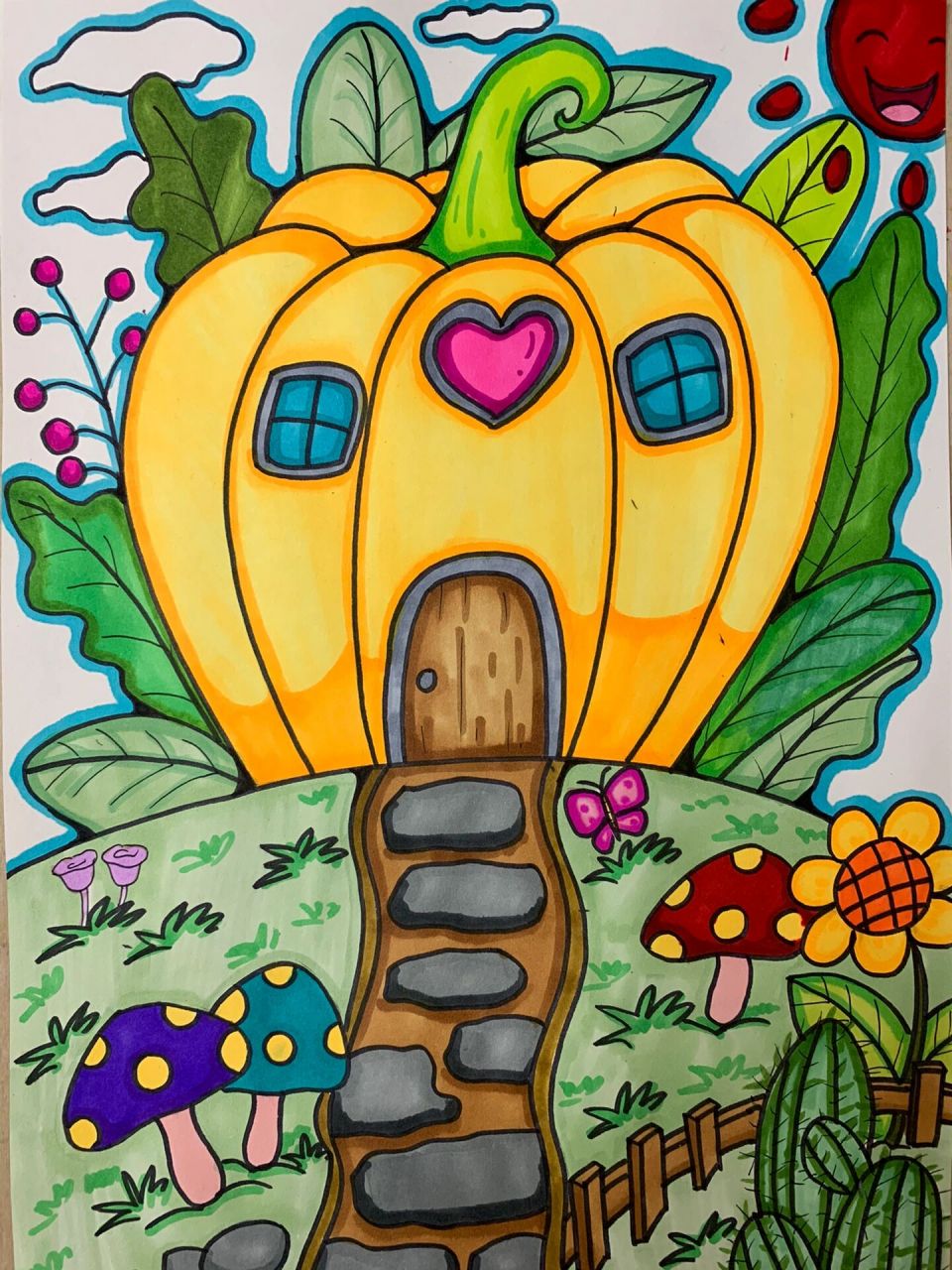 争取画100幅儿童创意画第26幅 南瓜屋 美味的大南瓜 	 适合5-8岁小