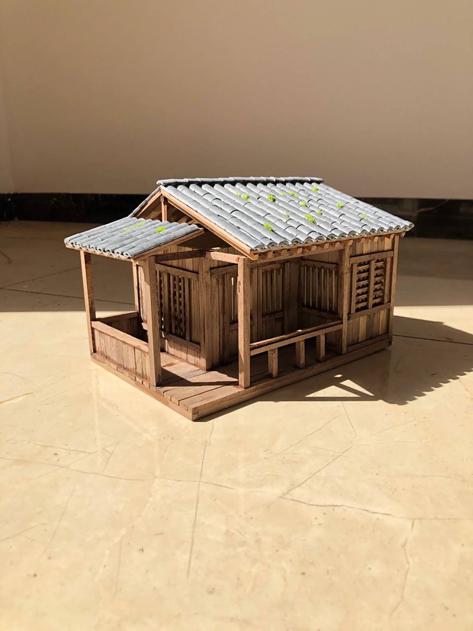 手工制作江南水乡古风瓦片小屋手工模型 人人尽说江南好 ,游人只合