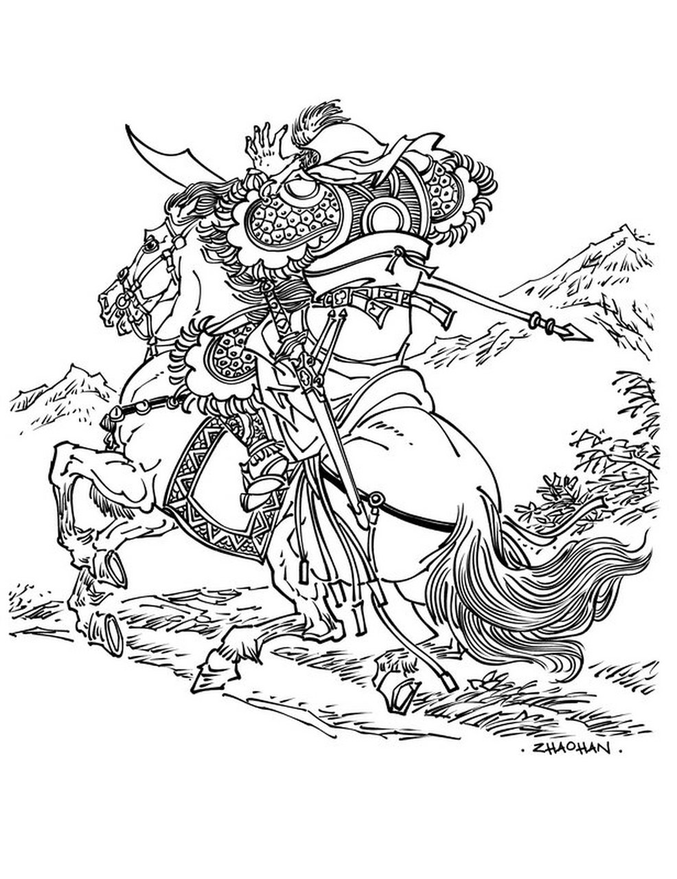 古代将领 传统白描 线描人物
