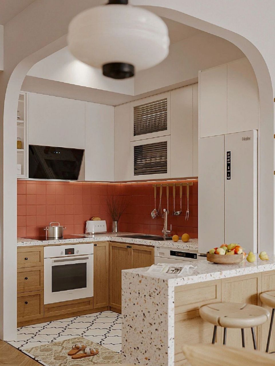 弧形悬梁77u型半开放式厨房,小户型教科书 全屋定制 / 厨房 弧形