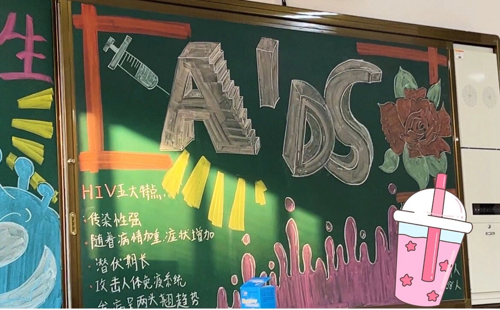 预防艾滋病黑板报