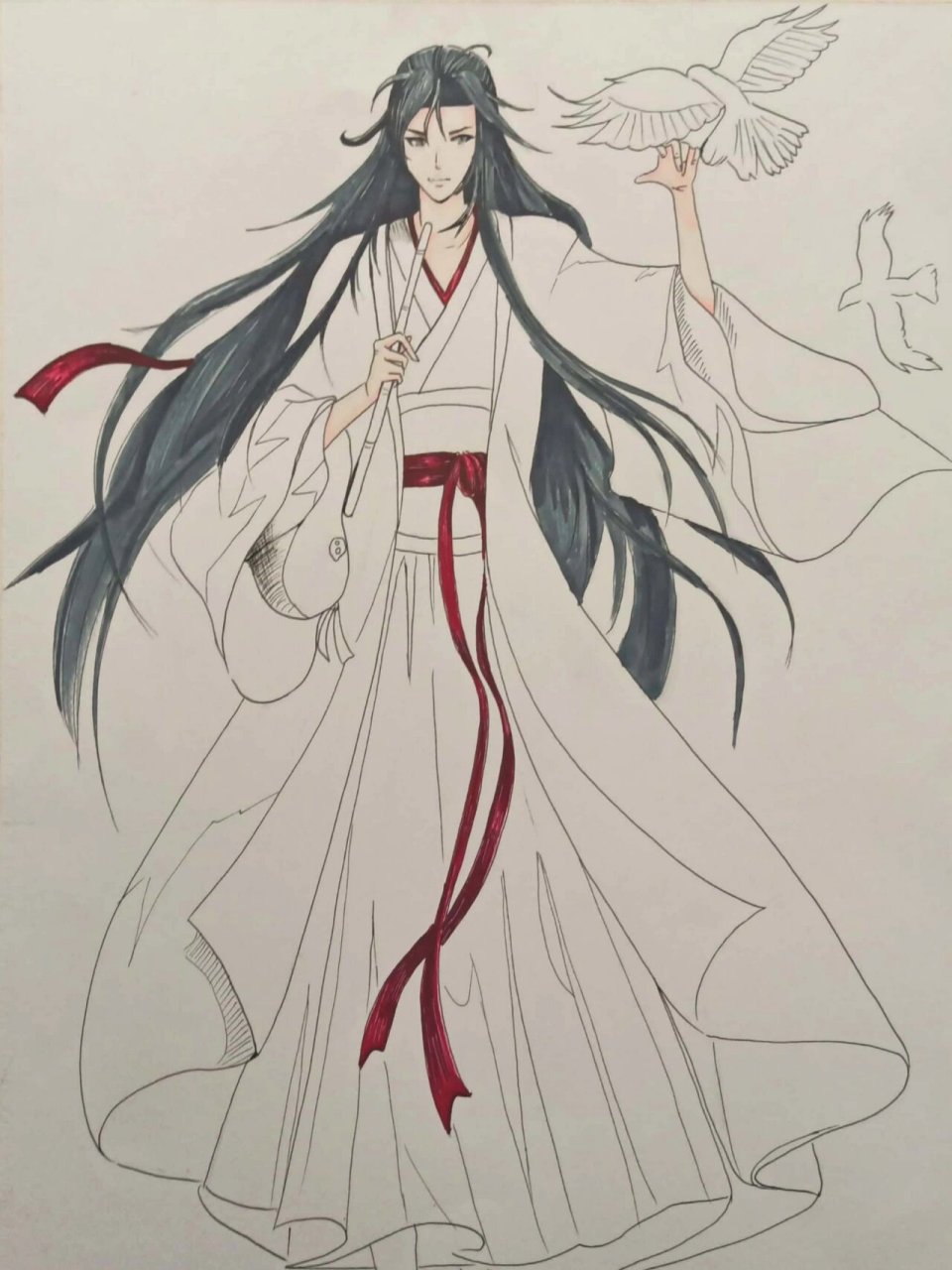 魔道祖师线稿彩铅画图片