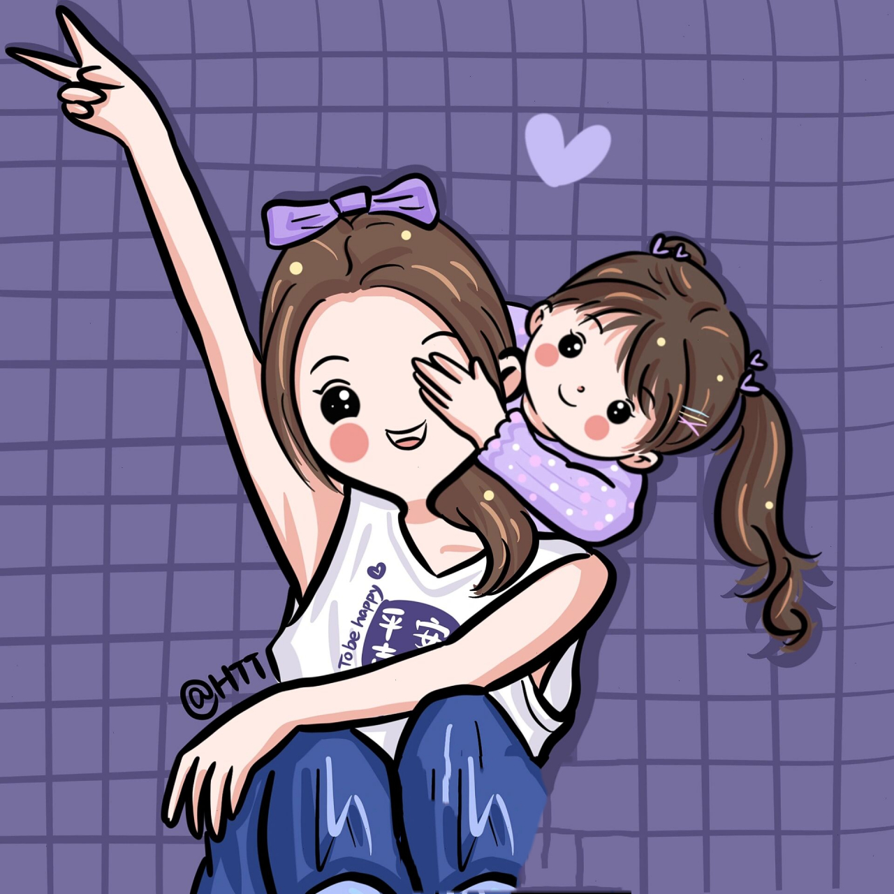 超级可爱卡通亲子头像,妈妈和女儿,爸爸和女儿 描绘属于你的小幸福