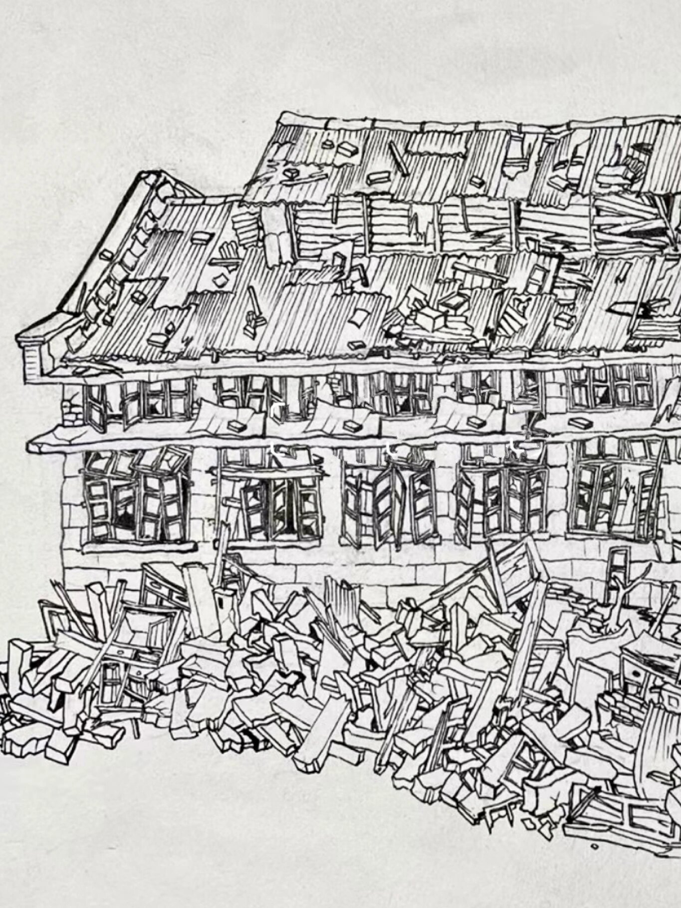 也不知为什么就爱画这些破旧的老房子,一画画就很快乐