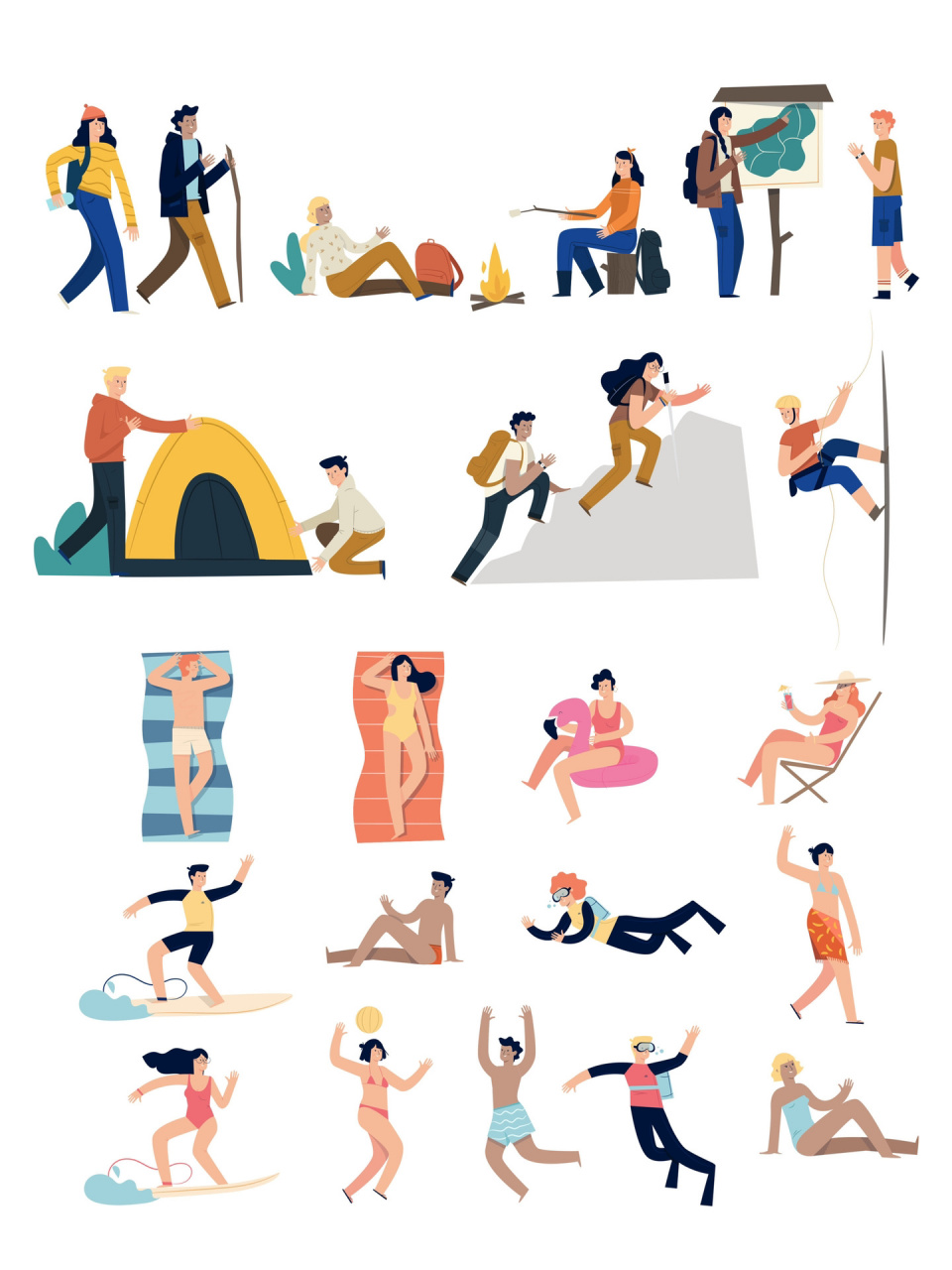 今天给大家分享一波不太常见的插画风小人素材!