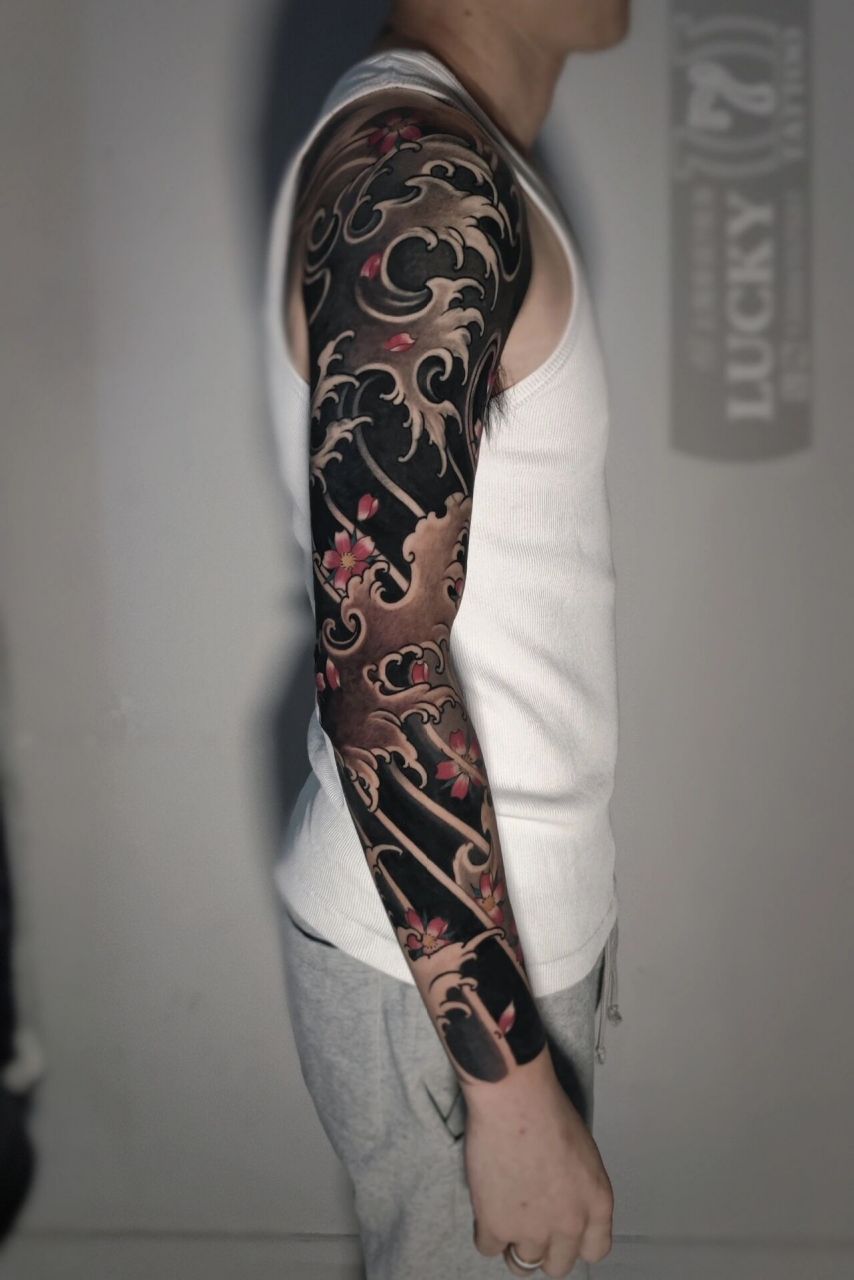上海纹身|樱花包臂(修改/遮盖) 浪里个浪 98 焕然一新94老传统
